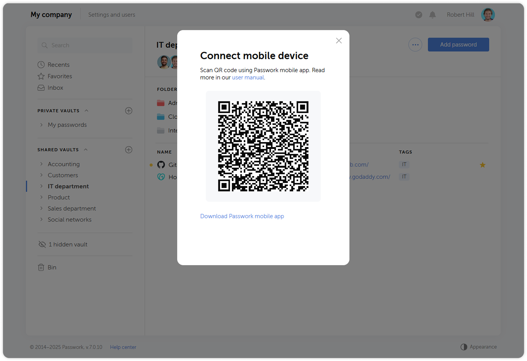QR code authorization window